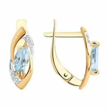 Золотые серьги с топазами и фианитами