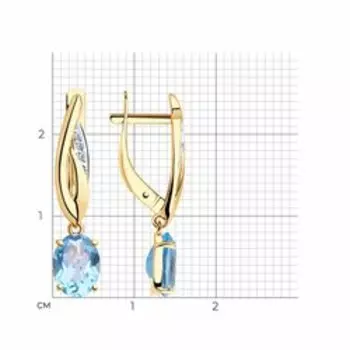 Золотые серьги с топазами и фианитами