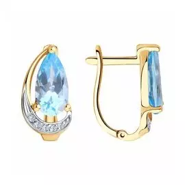 Золотые серьги с топазами и фианитами