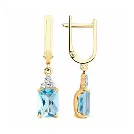 Серьги из золота с топазами и фианитами