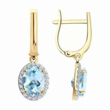 Серьги из золота с топазами и фианитами