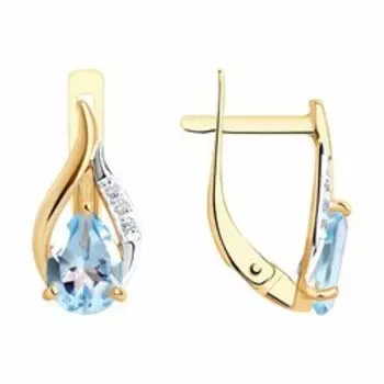 Серьги из золота с топазами и фианитами