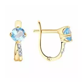 Серьги из золота с топазами и фианитами