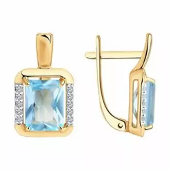 Золотые серьги с топазами и фианитами