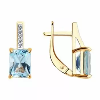 Золотые серьги с топазами и фианитами