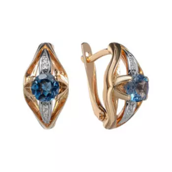 Золотые серьги с топазами и фианитами