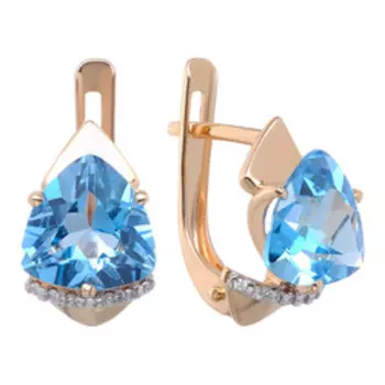 Золотые серьги с топазами и фианитами