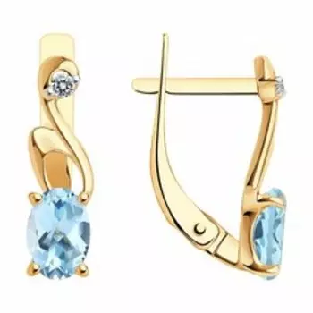 Золотые серьги с топазами и фианитами