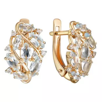 Золотые серьги с топазами и фианитами