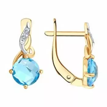 Золотые серьги с топазами и фианитами