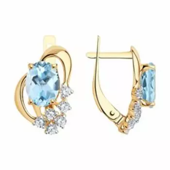 Серьги из золота с топазами и фианитами