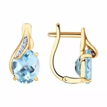 Золотые серьги с топазами и фианитами