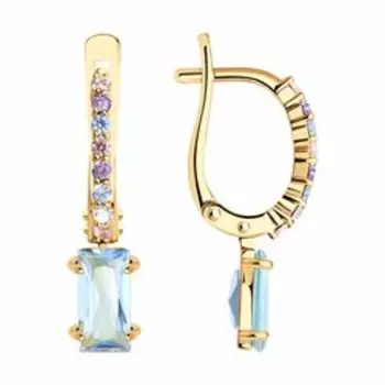 Золотые серьги с топазами и фианитами