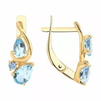 Золотые серьги с топазами и фианитами