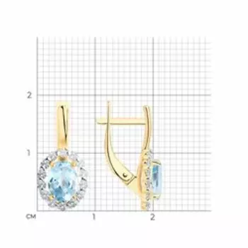 Золотые серьги с топазами и фианитами