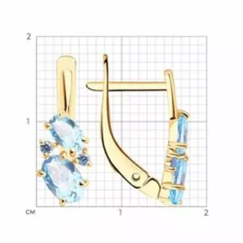 Золотые серьги с топазами и фианитами
