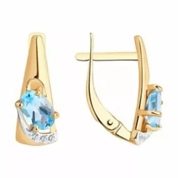 Золотые серьги с топазами и фианитами