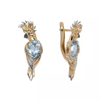 Золотые серьги с топазами "Попугаи"