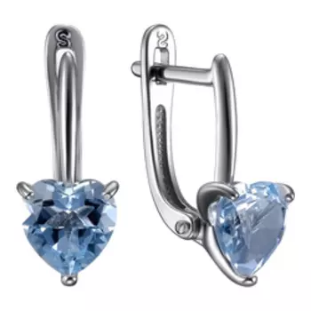 Золотые серьги с топазами sky "Сердечки"