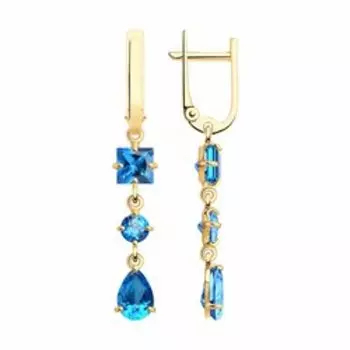 Золотые серьги с топазами Swarovski