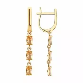 Золотые серьги с топазами swarovski