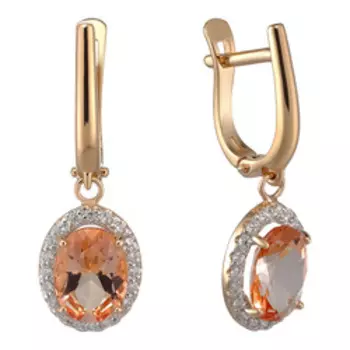 Золотые серьги с топазами Swarovski и фианитами