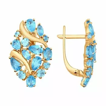 Золотые серьги с топазами swiss