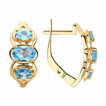 Золотые серьги с топазами swiss