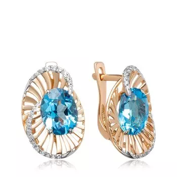 Золотые серьги с топазами swiss