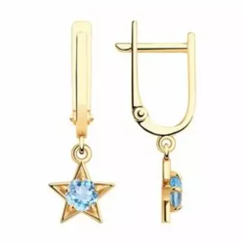 Золотые серьги с топазами "Звезды"
