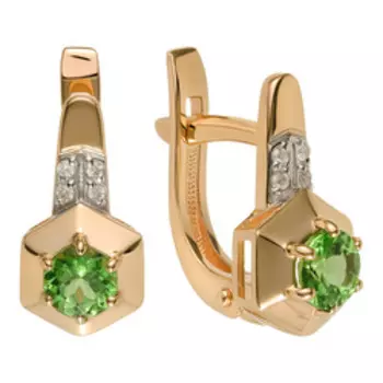 Золотые серьги с тсаворитами и бриллиантами