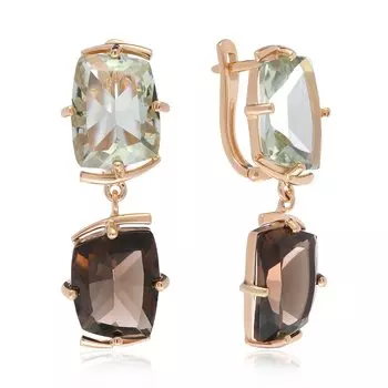 Золотые серьги с зелеными аметистами