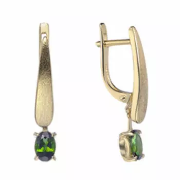 Золотые серьги с зелеными турмалинами