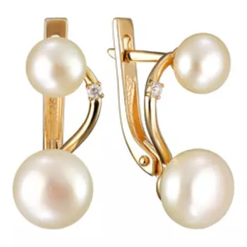 Золотые серьги с жемчугом и бриллиантами