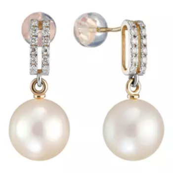 Золотые серьги с жемчугом и бриллиантами