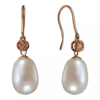 Золотые серьги с жемчугом и бриллиантами