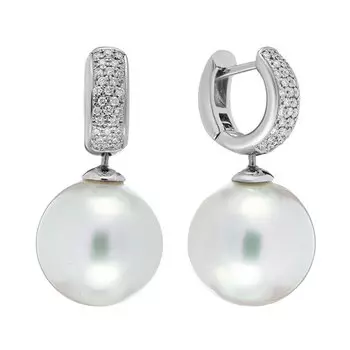 Золотые серьги с жемчугом и бриллиантами