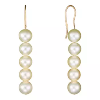 Золотые серьги с жемчугом и фианитами