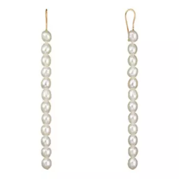 Золотые серьги с жемчугом и фианитами