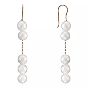 Золотые серьги с жемчугом и фианитами