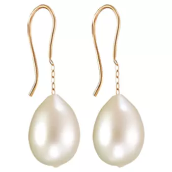 Золотые серьги с жемчугом и фианитами