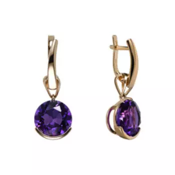 Золотые серьги-трансформер с аметистами