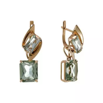 Золотые серьги-трансформер с аметистами