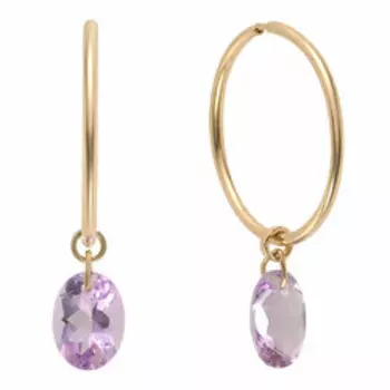 Золотые серьги-трансформер с аметистами