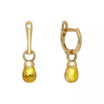 Золотые серьги-трансформер с цитринами