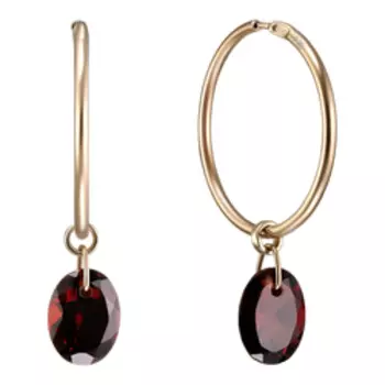 Золотые серьги-конго с гранатами