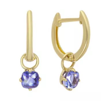 Золотые серьги-трансформер с танзанитами