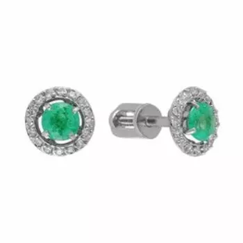 Золотые серьги-трансформеры с изумрудами и бриллиантами