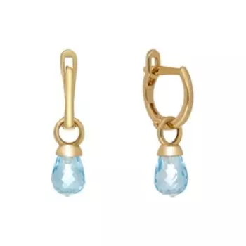 Золотые серьги-трансформеры с топазами