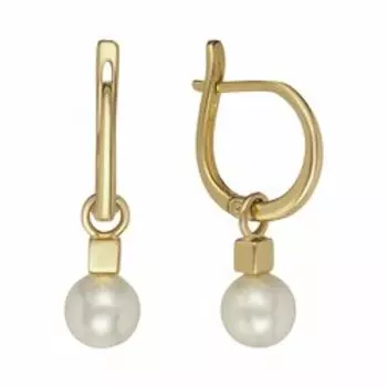 Золотые серьги-трансформеры с жемчугом Swarovski